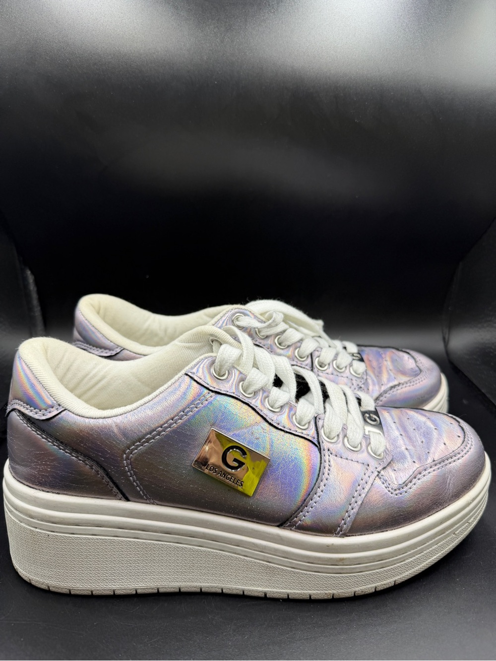 G by guess Holographic Platform Lace-Up Sneakers - Iridescent